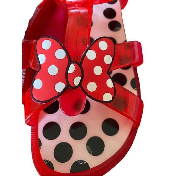 Disney Minnie, mouse, jelly, red and white open toed sandals, size 1 - Picture 4 of 7